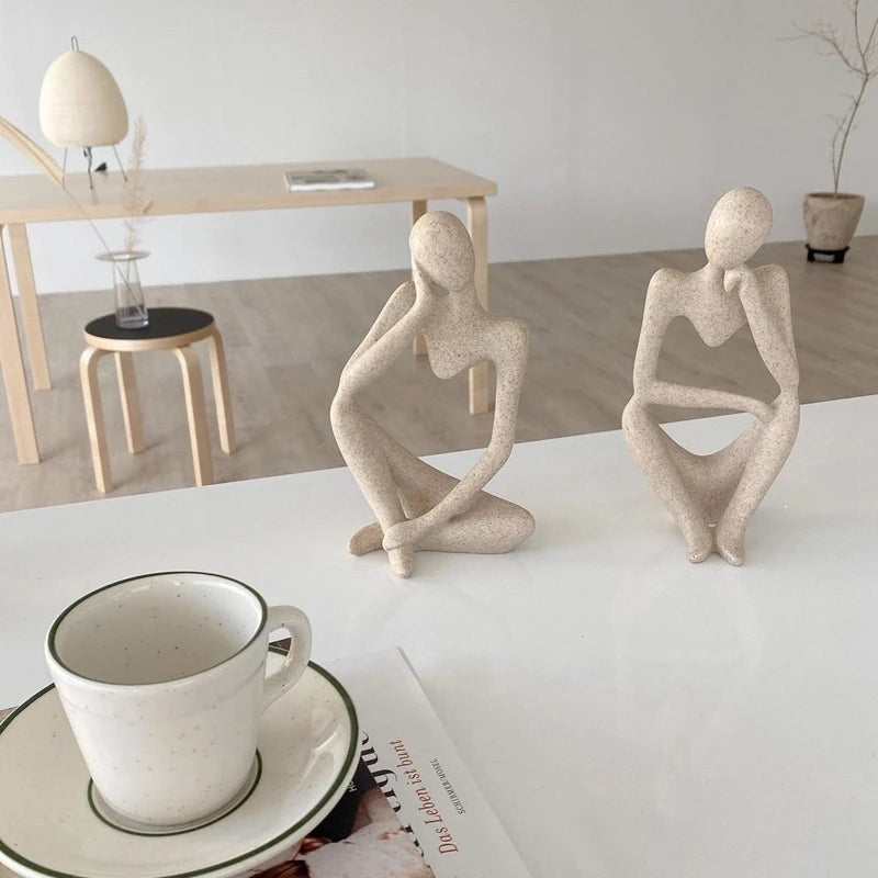 ZenMind Abstracts: The Thinker in Sand - Nordic Elegance for Home and Soul