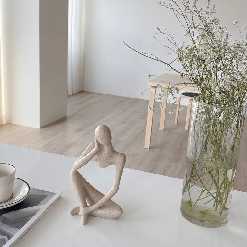 ZenMind Abstracts: The Thinker in Sand - Nordic Elegance for Home and Soul